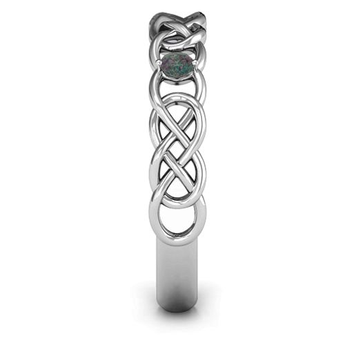 Two-Stone Interwoven Infinity Ring – Sterling Silver with Alexandrite