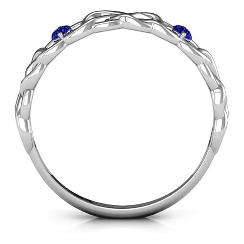 Two-Stone Interwoven Infinity Ring – Sterling Silver with Blue Sapphire
