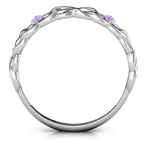 Two-Stone Interwoven Infinity Ring – Sterling Silver with Amethyst