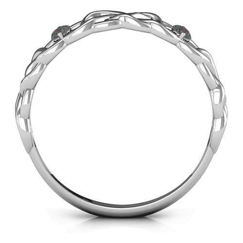 Two-Stone Interwoven Infinity Ring – Sterling Silver with Alexandrite