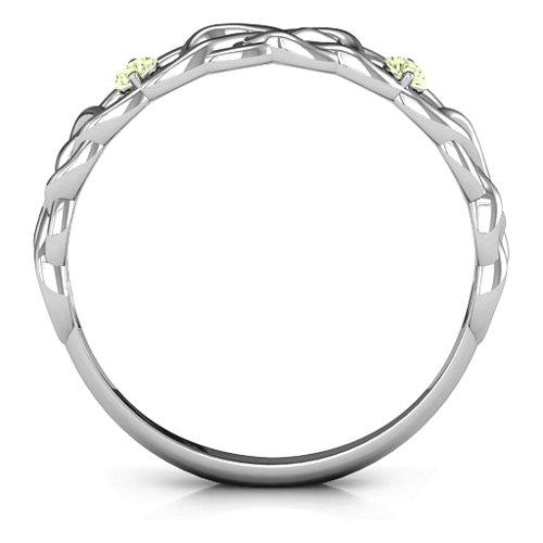 Two-Stone Interwoven Infinity Ring – Sterling Silver with Peridot