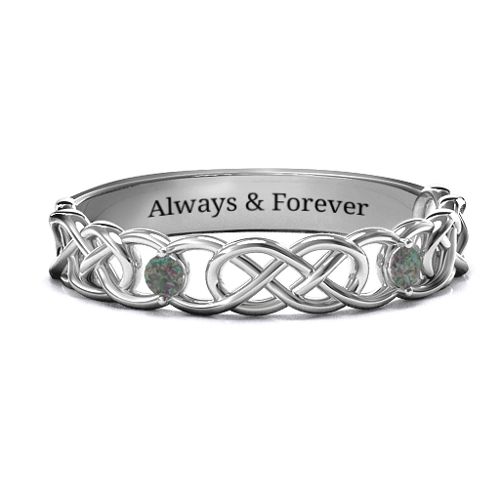 Two-Stone Interwoven Infinity Ring – Sterling Silver with Alexandrite