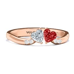 Follow Your Heart Ring in 10K Solid Rose Gold with Cubic Zirconia, Garnet, and White Premium Zirconia