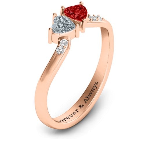 Follow Your Heart Ring – 10K Rose Gold with Cubic Zirconia, Garnet, and White Premium Zirconia
