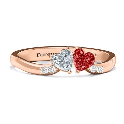 Follow Your Heart Ring – 10K Rose Gold with Cubic Zirconia, Garnet, and White Premium Zirconia