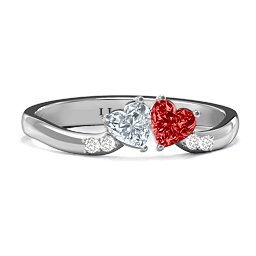 Follow Your Heart Ring in 925 Sterling Silver with Cubic Zirconia, Garnet, and White Premium Zirconia