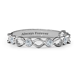 Five-Stone Family Forever Band in 925 Sterling Silver with Diamond