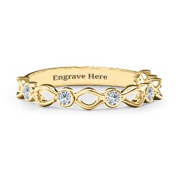 Five-Stone Family Forever Band in 10K Solid Yellow Gold with Cubic Zirconia