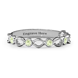 Five-Stone Family Forever Band in 925 Sterling Silver with Peridot