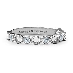 Five-Stone Family Forever Band in 925 Sterling Silver with Cubic Zirconia