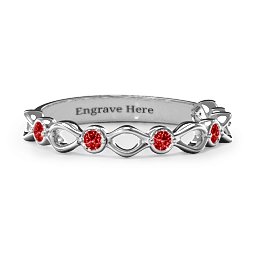 Five-Stone Family Forever Band in 925 Sterling Silver with Garnet