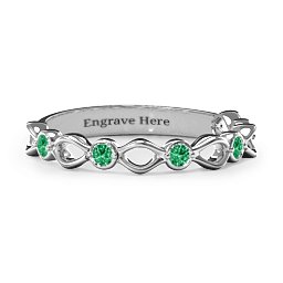 Five-Stone Family Forever Band in 925 Sterling Silver with Emerald