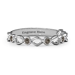 Five-Stone Family Forever Band in 925 Sterling Silver with Smokey Quartz