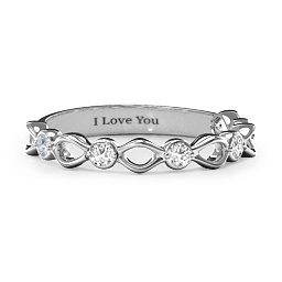 Five-Stone Family Forever Band in 925 Sterling Silver with Cubic Zirconia and White Premium Zirconia