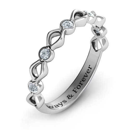 Five-Stone Family Forever Band – Sterling Silver with Cubic Zirconia