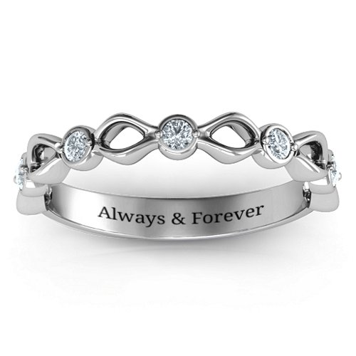 Five-Stone Family Forever Band – Sterling Silver with Cubic Zirconia