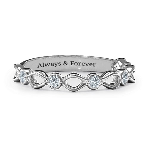 Five-Stone Family Forever Band – Sterling Silver with Cubic Zirconia