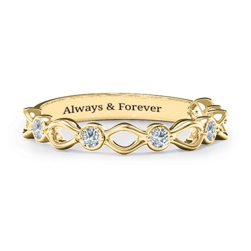 Five-Stone Family Forever Band – 10K Yellow Gold with Cubic Zirconia