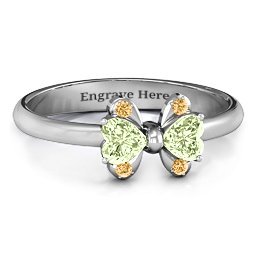 Beauty And The Bow Ring in 925 Sterling Silver with Peridot and Fancy Yellow Premium Zirconia