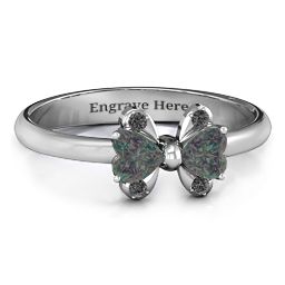 Beauty And The Bow Ring in 925 Sterling Silver with Alexandrite and Black Premium Zirconia