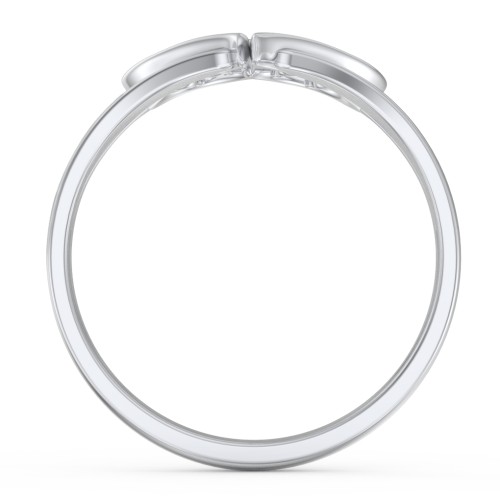 Engravable Split Shank Heart Ring with Gemstones – Sterling Silver with Cubic Zirconia