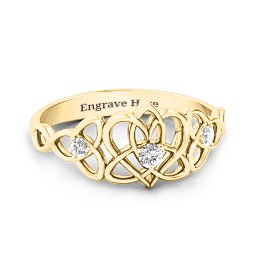 Triple Trinity Celtic Heart Ring
