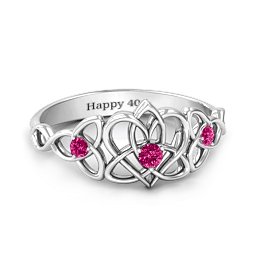 Triple Trinity Celtic Heart Ring