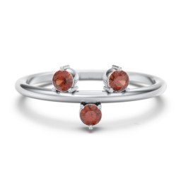 Stacking Ring with 1-5 Stones in 925 Sterling Silver with Garnet, Aquamarine, and Cubic Zirconia