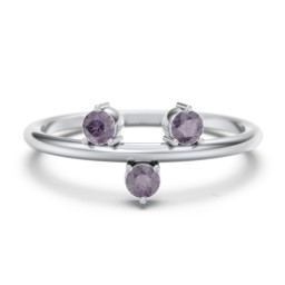 Stacking Ring with 1-5 Stones in 925 Sterling Silver with Alexandrite, Aquamarine, and Cubic Zirconia