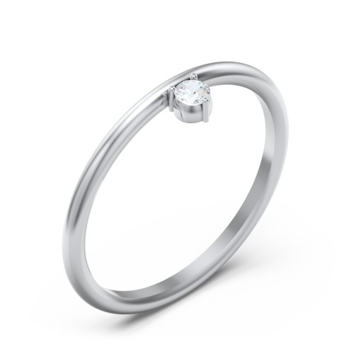 Stacking Ring with 1-5 Stones – Sterling Silver with Cubic Zirconia
