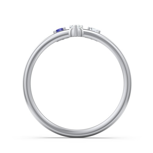 Stacking Ring with 1-5 Stones – Sterling Silver with Cubic Zirconia and Blue Sapphire