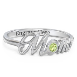 All About Mom Birthstone Ring in 925 Sterling Silver with Peridot