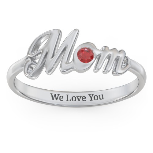 All About Mom Birthstone Ring – Sterling Silver with Garnet