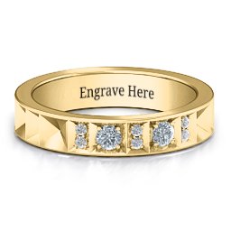 Contemporary Elegance Birthstone Band in 10K Solid Yellow Gold with Cubic Zirconia and White Premium Zirconia