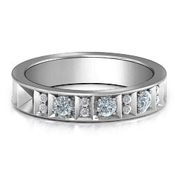 Contemporary Elegance Birthstone Band in 925 Sterling Silver with Cubic Zirconia and White Premium Zirconia