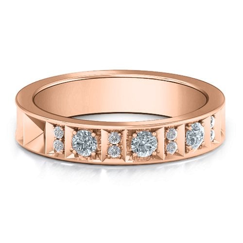 Contemporary Elegance Birthstone Band – 10K Rose Gold with Cubic Zirconia and White Premium Zirconia