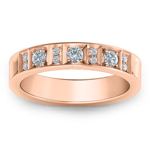 Contemporary Elegance Birthstone Band – 10K Rose Gold with Cubic Zirconia and White Premium Zirconia