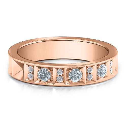 Contemporary Elegance Birthstone Band – 10K Rose Gold with Cubic Zirconia and White Premium Zirconia