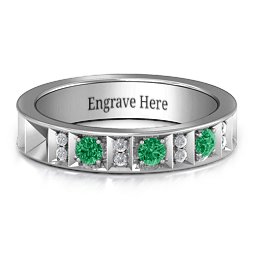 Contemporary Elegance Birthstone Band in 925 Sterling Silver with Emerald