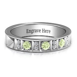 Contemporary Elegance Birthstone Band in 925 Sterling Silver with Peridot