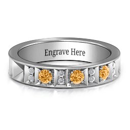 Contemporary Elegance Birthstone Band in 925 Sterling Silver with Citrine