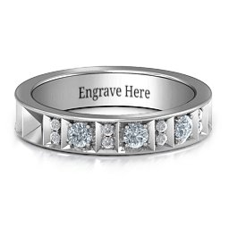 Contemporary Elegance Birthstone Band in 10K Solid White Gold
