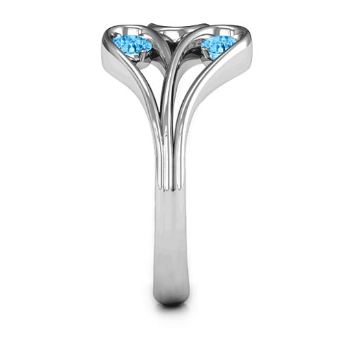Eternal Elegance Three-Stone Ring – Sterling Silver with Blue Topaz and Cubic Zirconia