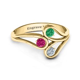 Eternal Elegance Three-Stone Ring in 10K Solid Yellow Gold with Emerald, Ruby, and Cubic Zirconia