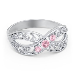 3 Stone Filigree Infinity Ring