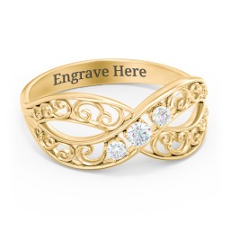 3 Stone Filigree Infinity Ring