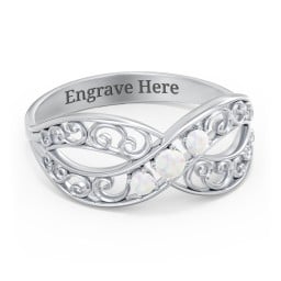 3 Stone Filigree Infinity Ring
