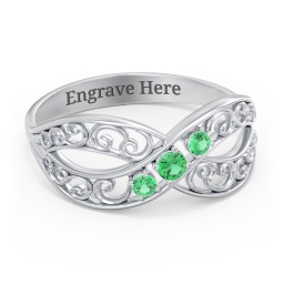 3 Stone Filigree Infinity Ring