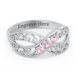 3 Stone Filigree Infinity Ring