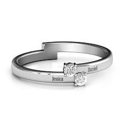 Diagonal Dazzle Ring With 2-3 Gemstones